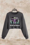 You Can't Sit With Us Scary Halloween Horror Friends Crop Sweatshirt For Women