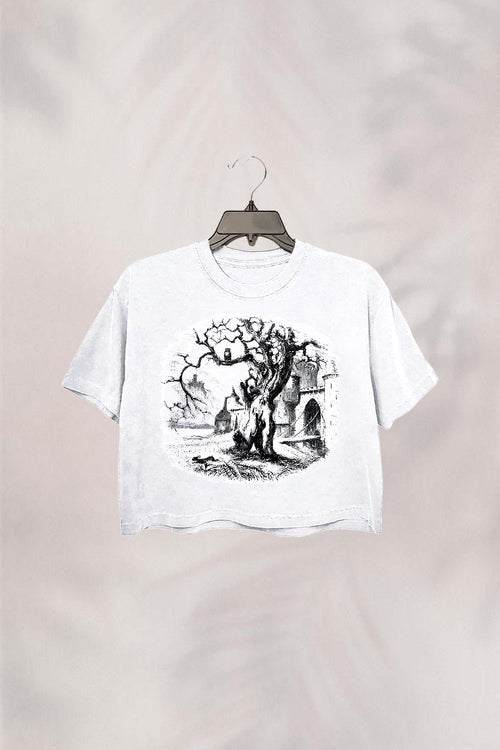 Vintage Gothic Dark Art Crop Top For Women